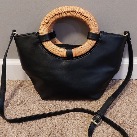 ❤️SALE! ANTHROPOLOGIE Natalia Wicker-Handled Small Tote 2 in 1 Convertible Bag - Picture 1 of 13